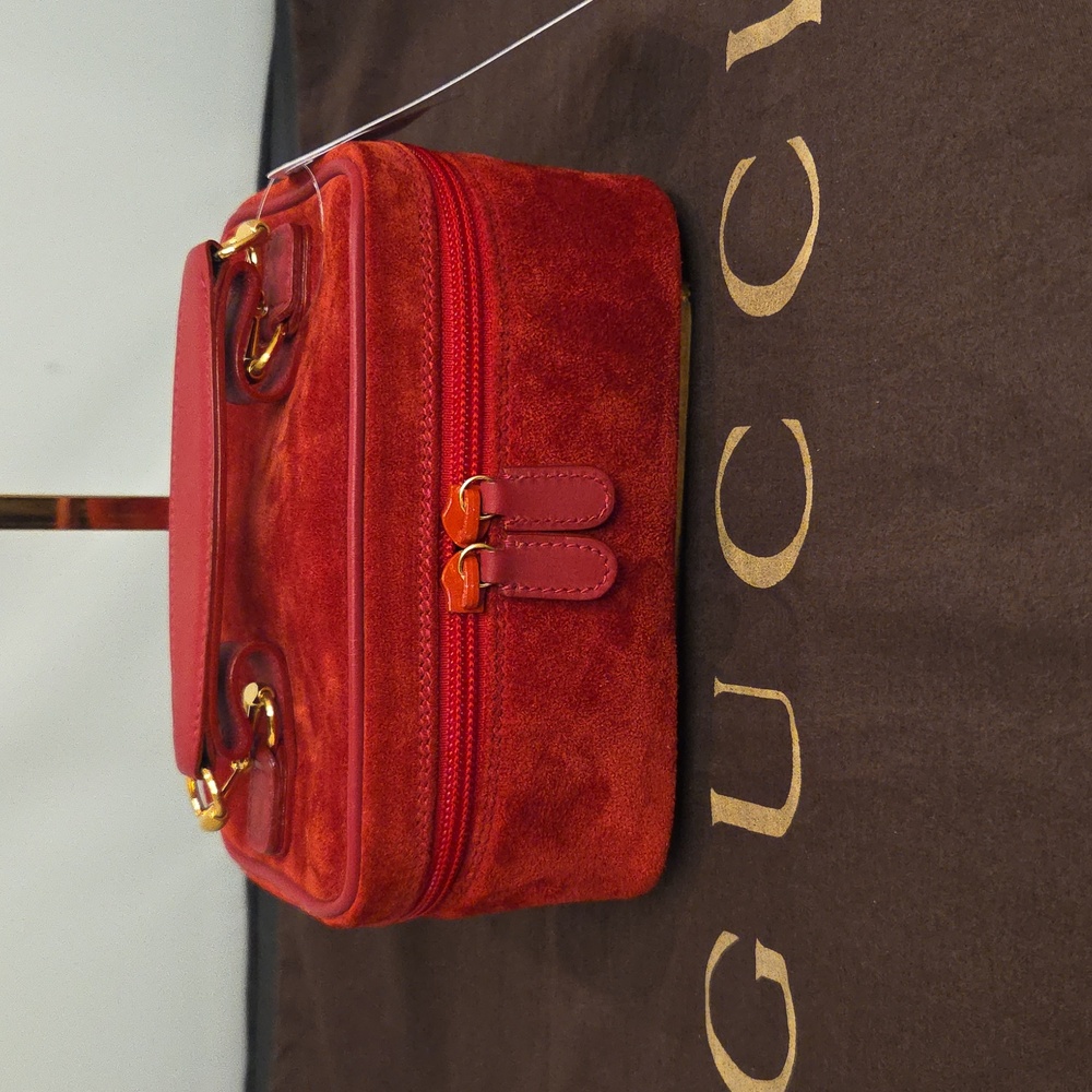 Gucci 1970’S Red Suede Vanity Bag Ultra Rare collectable, excellent cond - Picture 12 of 13